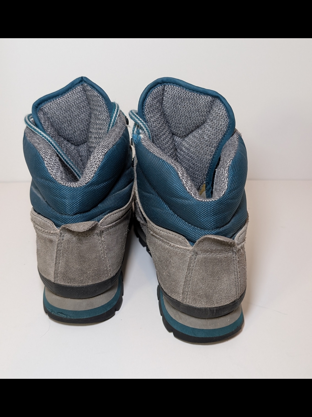 Vintage Raichle Women's Hiking Boots Size 9 - Gray & Teal Suede Mountaineering - Picture 3 of 6
